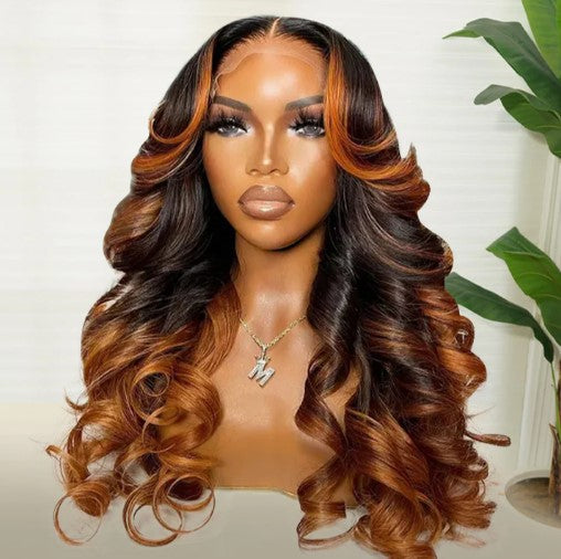 HD Ombre Brown 13x4, 13X6 Lace 180% and 200$% Density Body Wave Wig