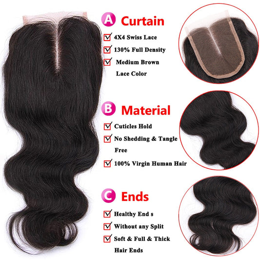 4X4 5x5 6x6 Lace Closure Remy 100% Human Hair Peruvian Body Wave Pre Plucked 13x4 Ear To Ear Lace Frontal