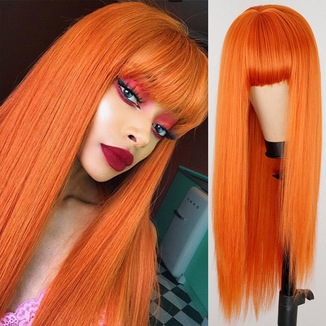 Heat Resistant Wig with Bangs