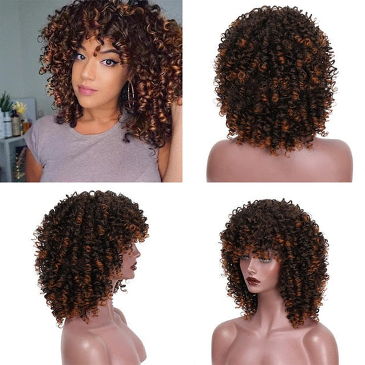 14 inches Curly Synthetic Wig With Bangs