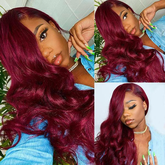 99J Body Wave 4x4 & 13x4 Lace Closure Human Hair Wig 180% Density