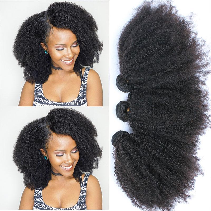Kinky Curly Human Hair Bundles With Closure 100% Human Hair 4B 4C Virgin Hair