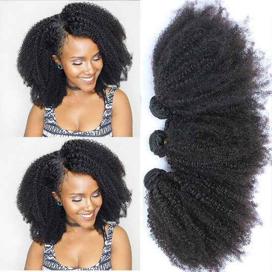 Kinky Curly Human Hair Bundles With Closure 100% Human Hair 4B 4C Virgin Hair