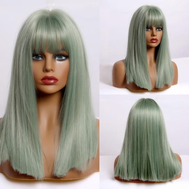 Bob Straight Hair with Bangs Heat Resistant Synthetic Wig