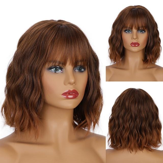 Wavy Wig with Bangs Synthetic Wig Heat Resistant