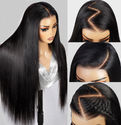 Glue-less Natural Straight 7x6 Lace 180% Density Wig