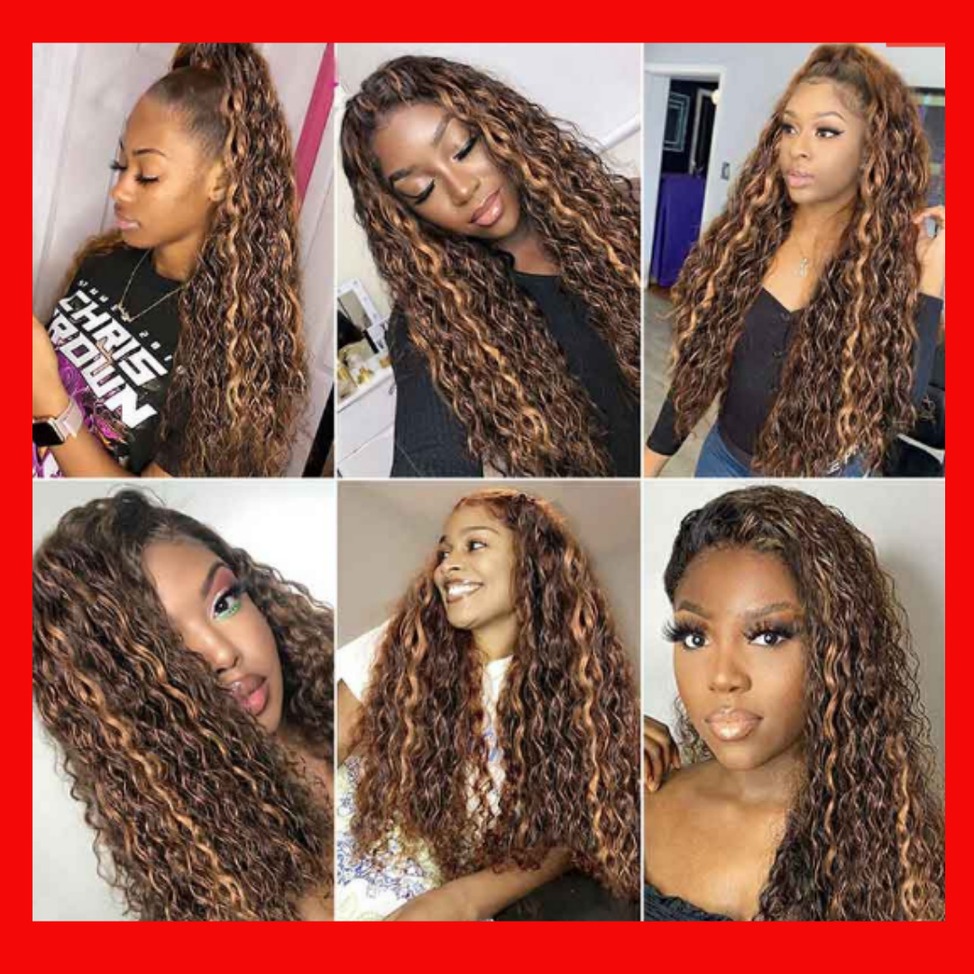 Ombre Brazilian Water Wave 4x4 & 13x4 Lace Front Wig 150% & 180% Density