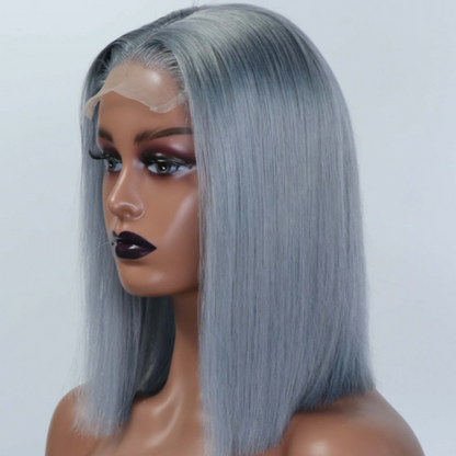 Gray Straight Bob 4x4 & 13x4 Lace 150% Density Human Hair Wig