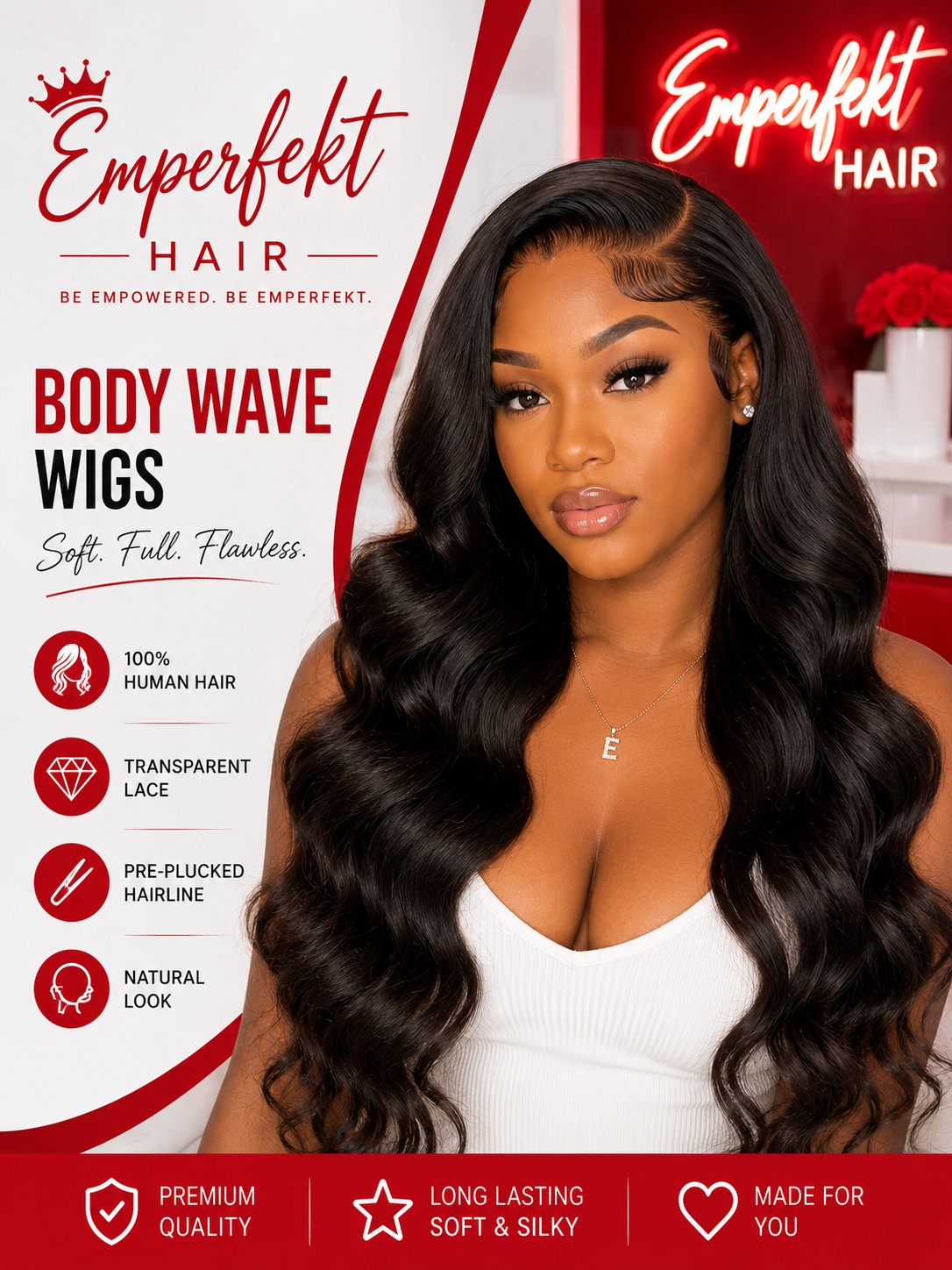 Body Wave 4x4 Lace Closure Pre Plucked Glueless Human Hair 150% & 180% Density Wigs