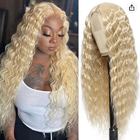 Deep Wave Lace Closure 28" Heat Resistant Synthetic Wig