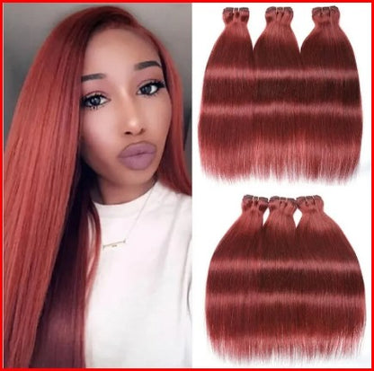 Light Auburn Straight Human Hair Bundles