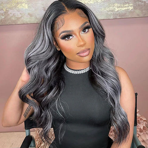 Gray Ombre Body Wave  4X4 & 13x4 Lace Front Wig
