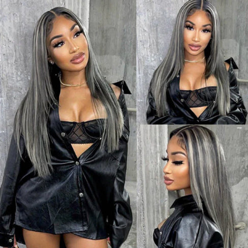 Straight Silver 150% & 180% Density 4x4, 13x4 Lace Wigs
