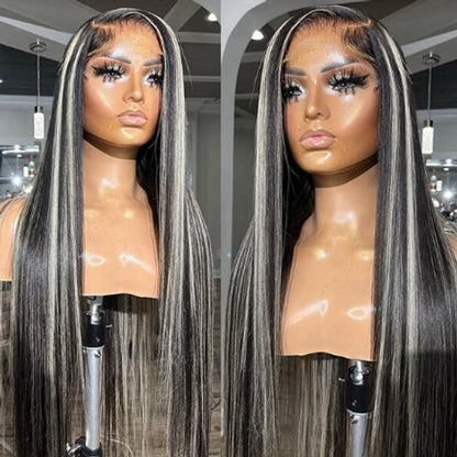 Straight Silver 150% & 180% Density 4x4, 13x4 Lace Wigs