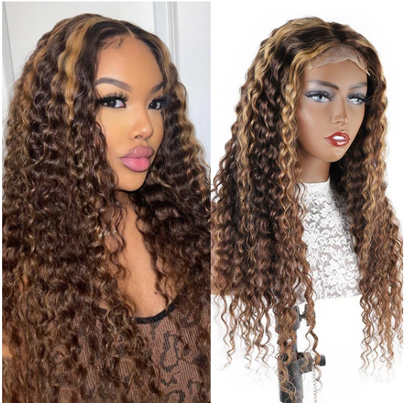 Ombre Brazilian Water Wave 4x4 & 13x4 Lace Front Wig 150% & 180% Density