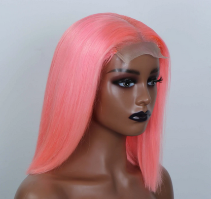 Pink Straight Bob 4x4 Lace 150% Density Human Hair Wig