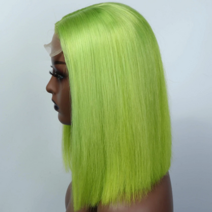 Green Straight Bob 4x4 Lace 150% Density Human Hair Wig