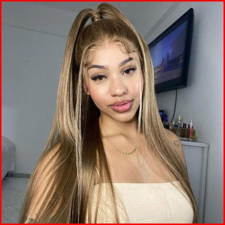 30"  Honey Blonde #12/613 Color 13x4 Straight Human Hair Wig