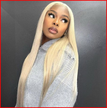 Gluless 30" Blonde #613 Color 6x5 Lace Closure, Straight or Body Wave Human Hair Wigs