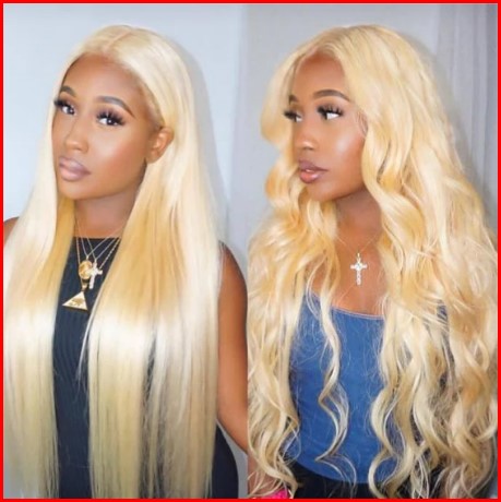 Gluless 30" Blonde #613 Color 6x5 Lace Closure, Straight or Body Wave Human Hair Wigs