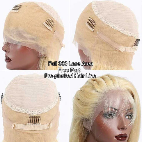 Straight 613 Blonde 360 Full Lace 180% Density Human Hair Wig