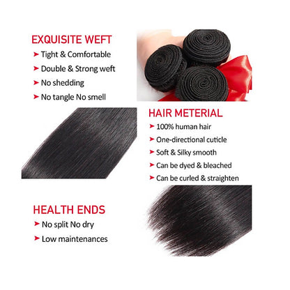 Straight Peruvian Human Hair Bundles