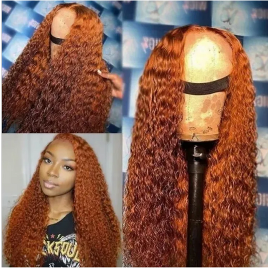 Ginger Brazilian Water Wave 4X0.75 Middle Lace Closure 150% Density
