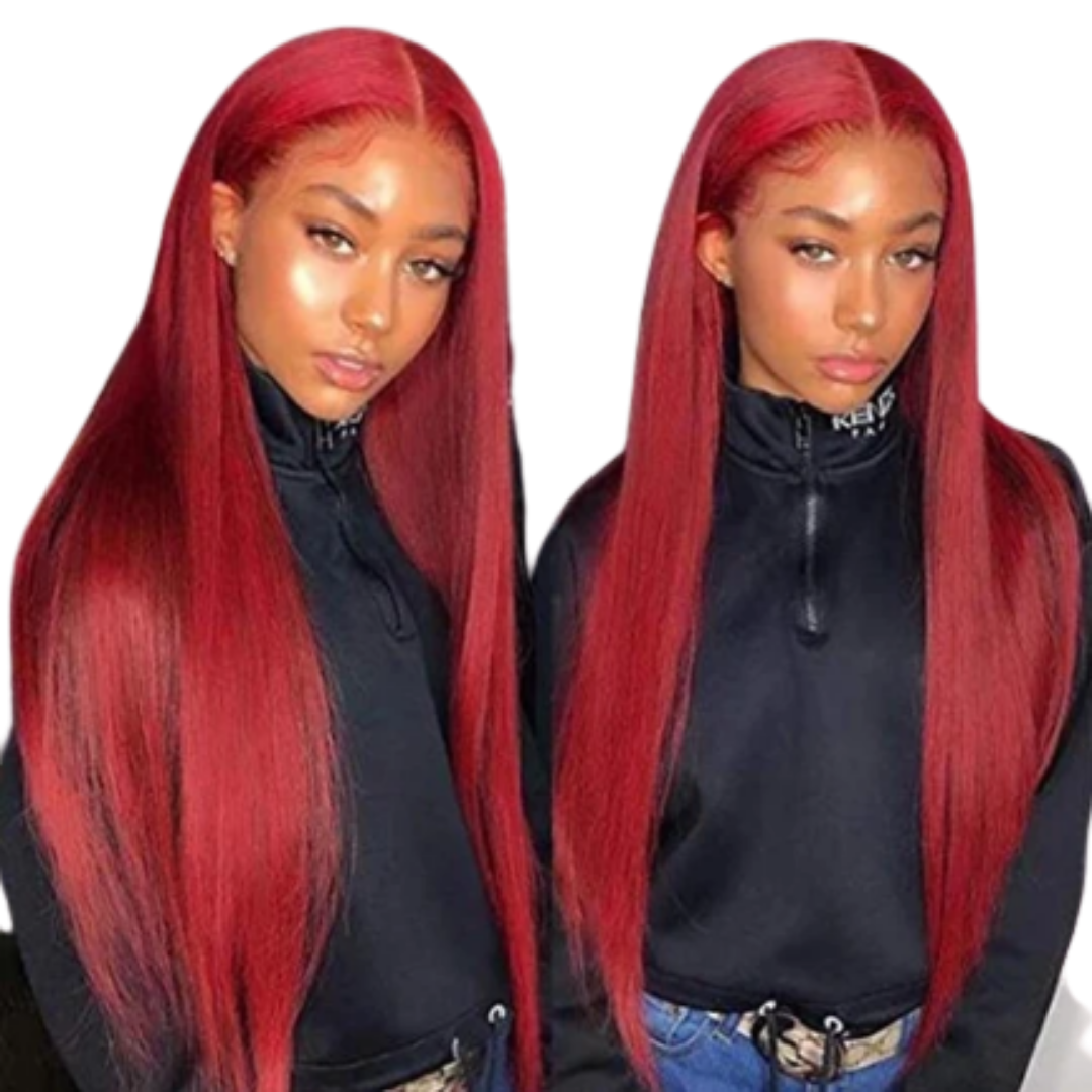 Red Human Hair 99J 13x4 Lace Front Pre-Plucked