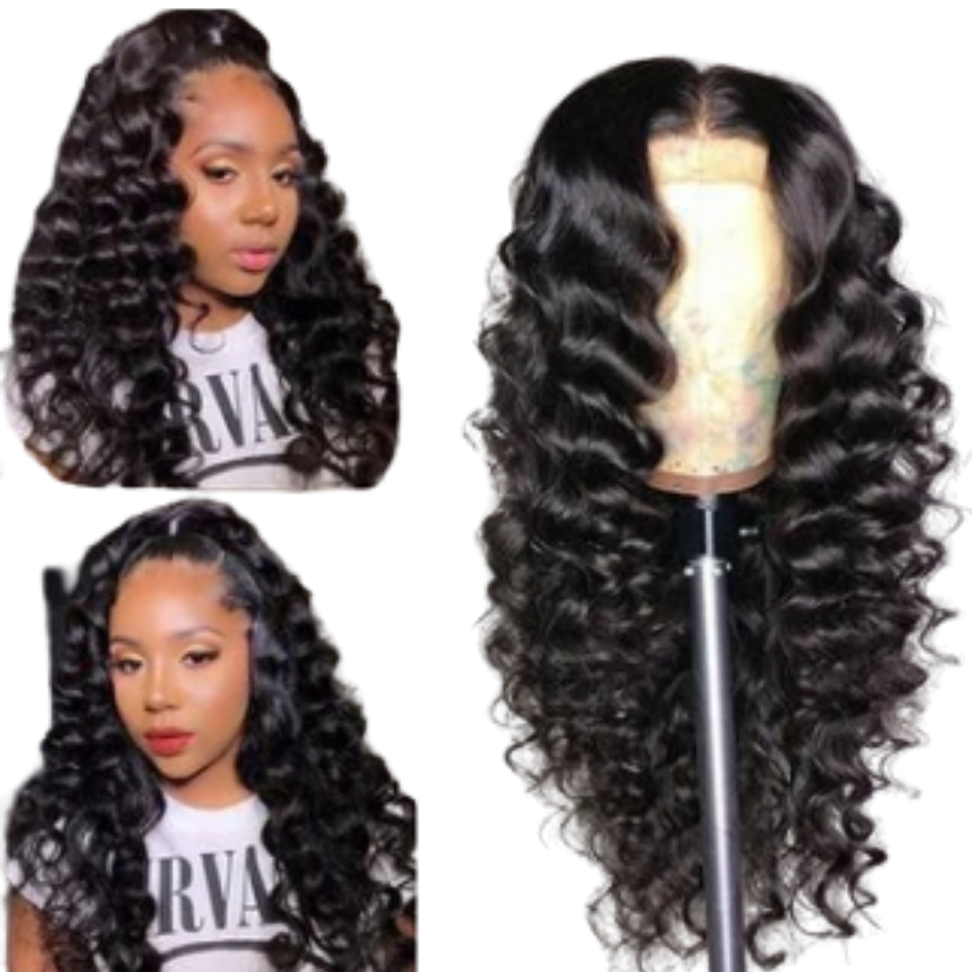 Loose Deep Wave 100% Human Hair Pre Plucked 13x4 Lace Front Wig