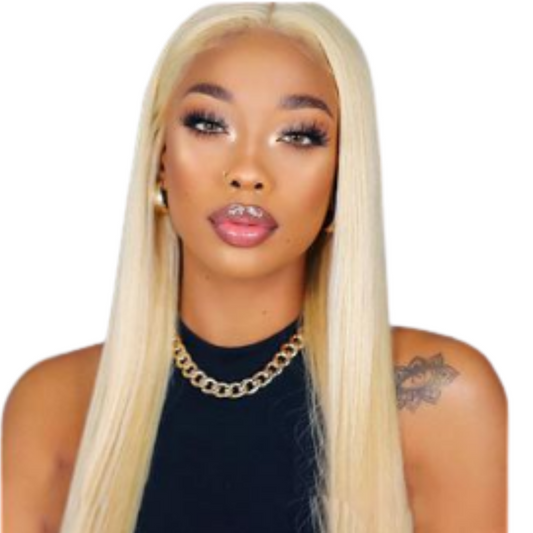 613 Blonde Human Hair Straight Pre Plucked 13x4 Part Lace Front Wig