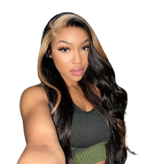 Front Streak Ombre Body Wave Human Hair 13x4 & 4x4  Lace Front Wig