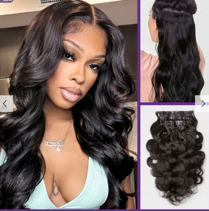 Body Wave Clip Ins Natural Color Hair Extensions