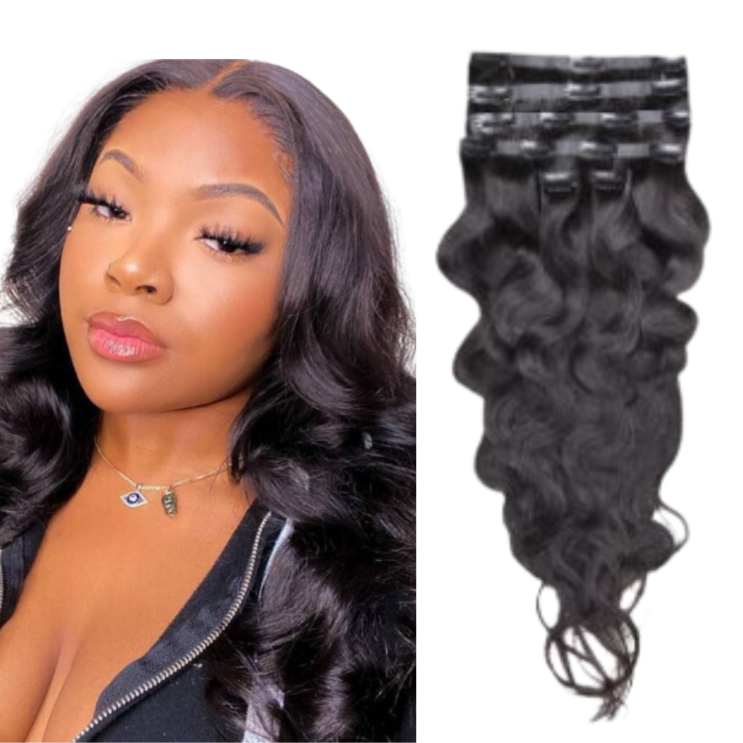 Body Wave Clip Ins Natural Color Hair Extensions