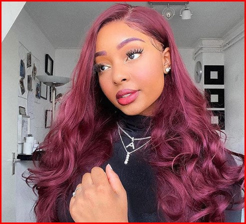 99J Burgundy Body Wave Pre-Plucked 13x4 Lace Front 16" - 26" Wig