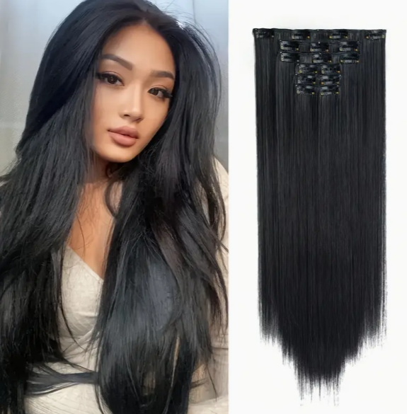 Straight Clip Ins Natural Color Hair Extensions