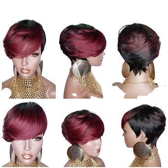 35% Off - Pixie Cut Burgundy Synthetic Wig - Same Day Shipping