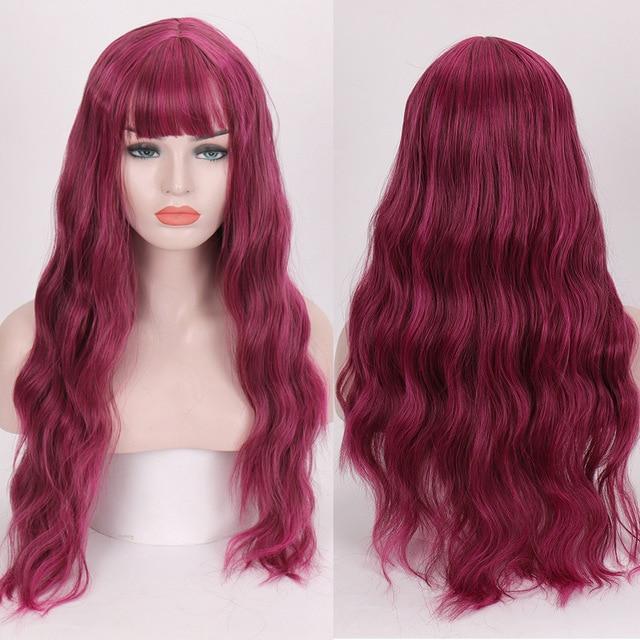 Heat Resistant Synthetic Loose Waves Wig With Bangs