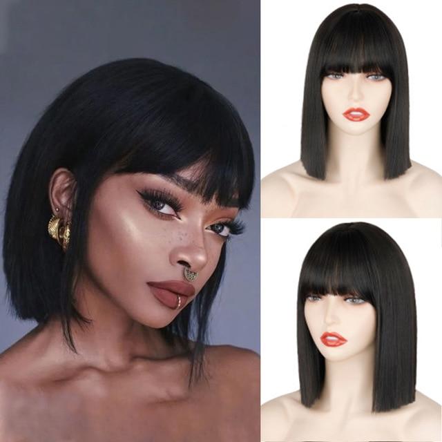 Heat Resistant Wig with Bangs