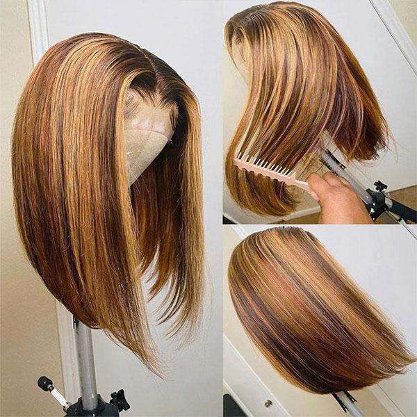 Highlighted Ombre Bob Lace Front Wig - Pre-Plucked 4x4 Lace Front