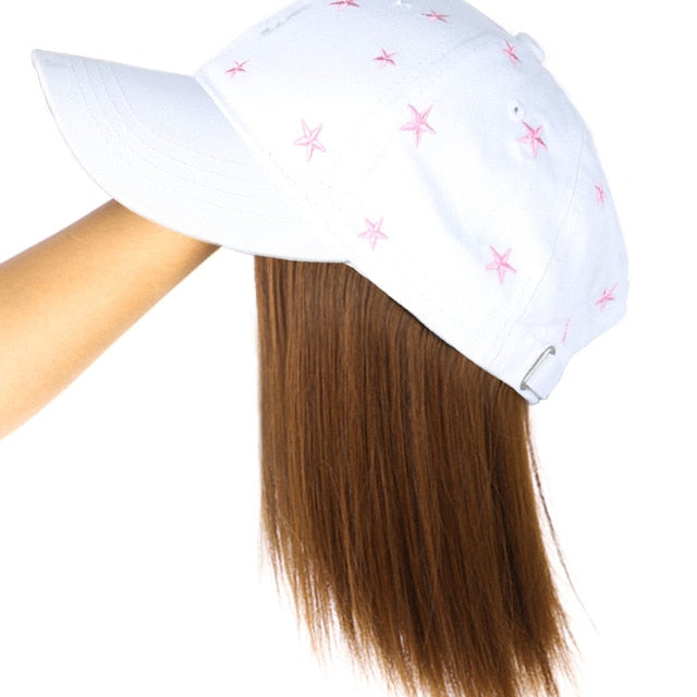 Short 8" Female Bob Baseball Cap Hair Synthetic Wig Heat Resistant