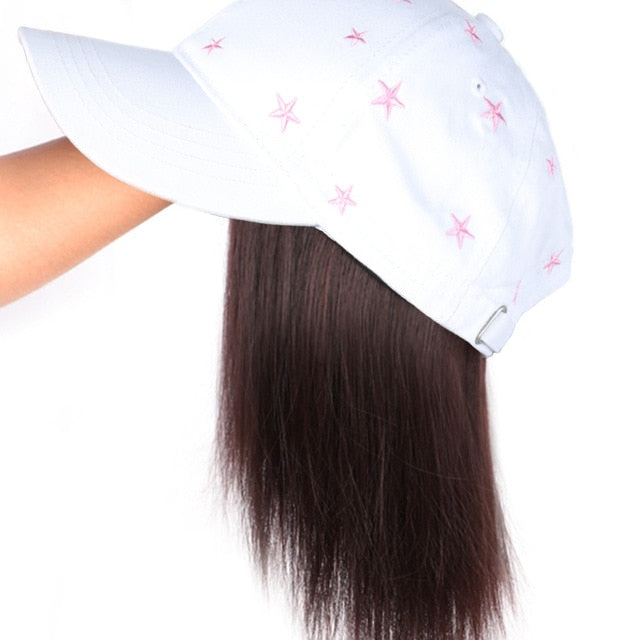 Short 8" Female Bob Baseball Cap Hair Synthetic Wig Heat Resistant