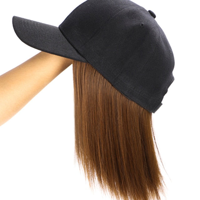 Short 8" Female Bob Baseball Cap Hair Synthetic Wig Heat Resistant