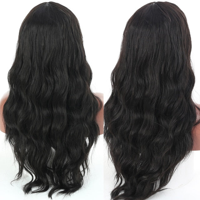 Heat Resistant Synthetic Loose Waves Wig With Bangs