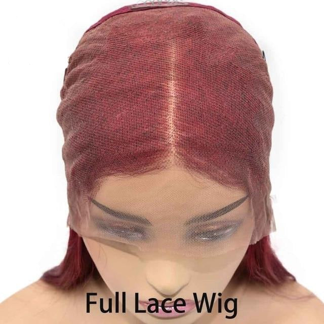 Red Human Hair 99J 13x4 Lace Front Pre-Plucked