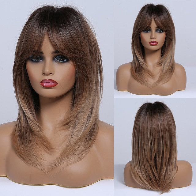 Synthetic Layered with Bangs Heat Resistant