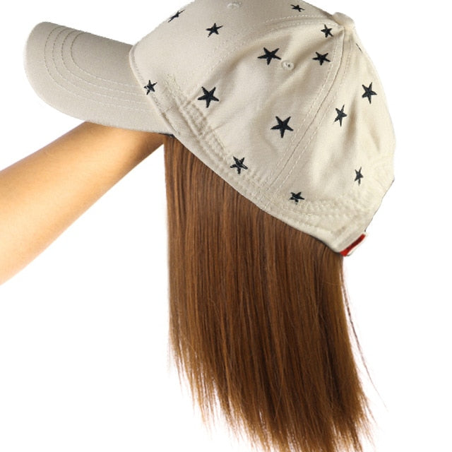 Short 8" Female Bob Baseball Cap Hair Synthetic Wig Heat Resistant