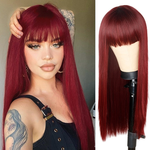 Heat Resistant Wig with Bangs