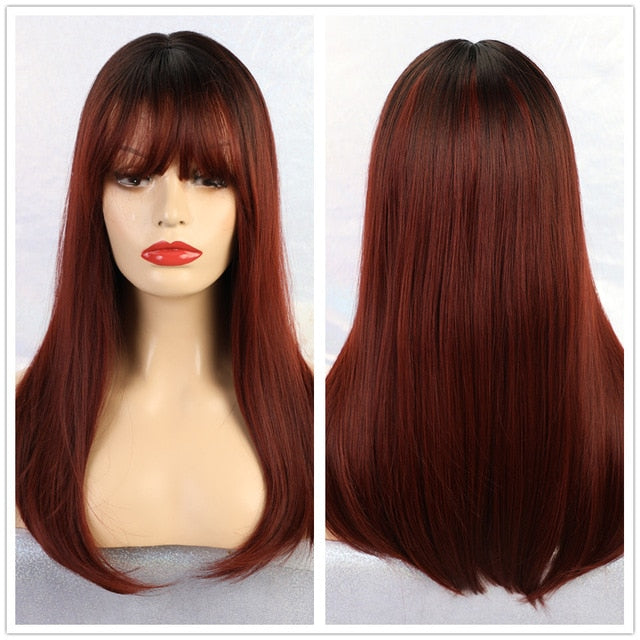 Bob Straight Hair with Bangs Heat Resistant Synthetic Wig