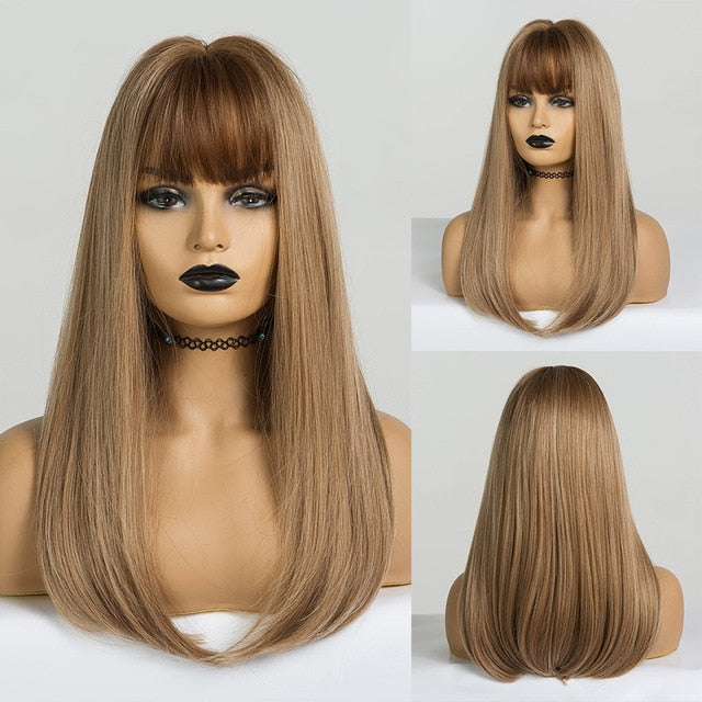 Bob Straight Hair with Bangs Heat Resistant Synthetic Wig