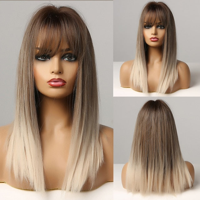 Bob Straight Hair with Bangs Heat Resistant Synthetic Wig